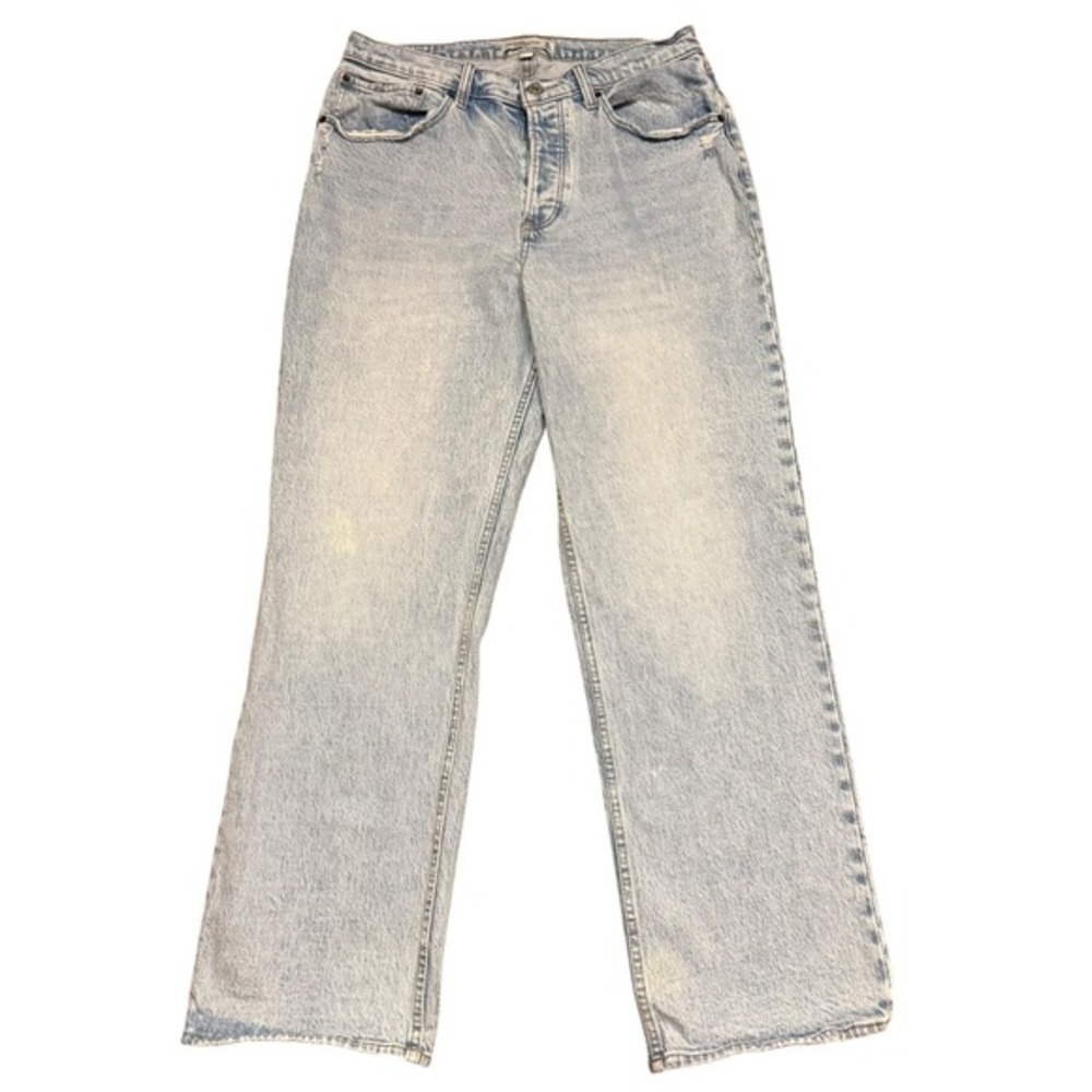 Abercrombie & Fitch Curve Love 90s Low Rise Baggy Jeans Light Wash Denim Size 30 - Picture 2 of 11
